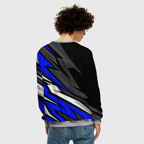 Мужской свитшот Volkswagen - Синяя абстракция / 3D-Меланж – фото 4