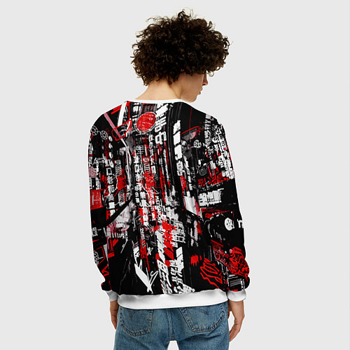 Мужской свитшот Кокушибо высшая луна - Клинок демонов / 3D-Белый – фото 4