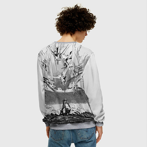 Мужской свитшот Нападение ангелов - Евангелион / 3D-Меланж – фото 4