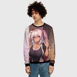 Свитшот мужской Милая аниме блондинка, цвет: 3D-черный — фото 2