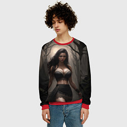 Свитшот мужской Девушка в черном белье, цвет: 3D-красный — фото 2