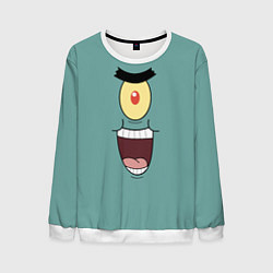 Свитшот мужской Планктон злодей, цвет: 3D-белый