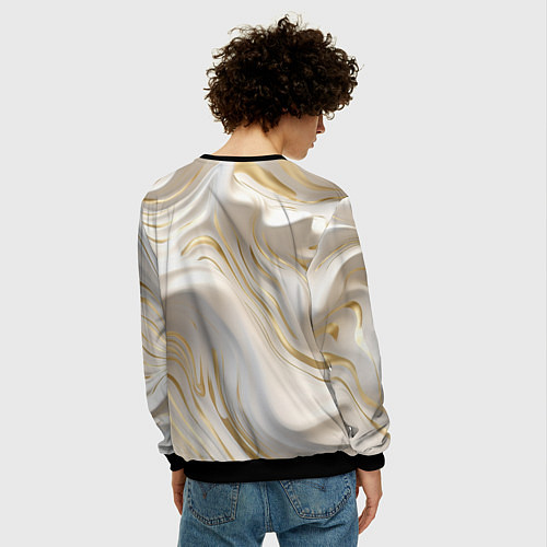 Мужской свитшот Бежевая абстракция / 3D-Черный – фото 4