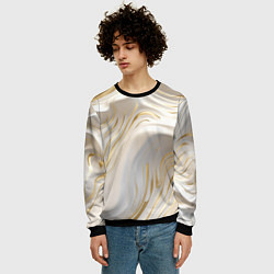 Свитшот мужской Бежевая абстракция, цвет: 3D-черный — фото 2