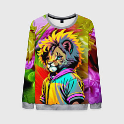 Свитшот мужской Funny lion cub - pop art, цвет: 3D-меланж