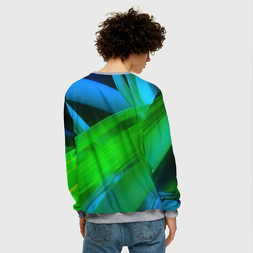 Мужской свитшот Blue green abstract / 3D-Меланж – фото 4