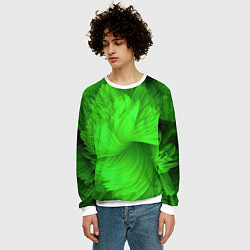 Свитшот мужской Зеленая объемная абстракция, цвет: 3D-белый — фото 2