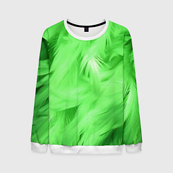 Свитшот мужской Зеленые абстрактные листья, цвет: 3D-белый