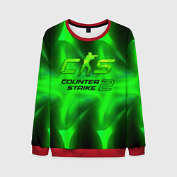 Свитшот мужской Counter strike 2 green logo, цвет: 3D-красный