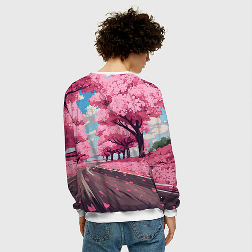 Мужской свитшот Пауэр - Человек бензопила / 3D-Белый – фото 4