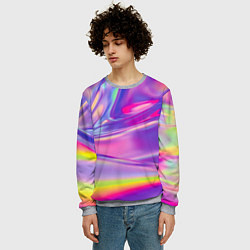 Свитшот мужской Радужное северное сияние, цвет: 3D-меланж — фото 2