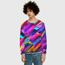 Свитшот мужской Неоновые разноцветные пластины, цвет: 3D-меланж — фото 2