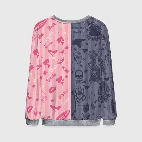 Мужской свитшот Барби и Уэнсдей - мои две личности: в стиле тату / 3D-Меланж – фото 2