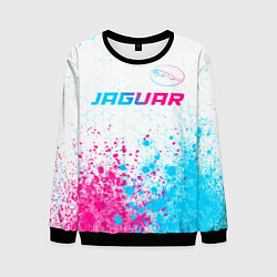 Свитшот мужской Jaguar neon gradient style: символ сверху, цвет: 3D-черный