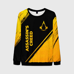 Свитшот мужской Assassins Creed - gold gradient: надпись, символ, цвет: 3D-черный