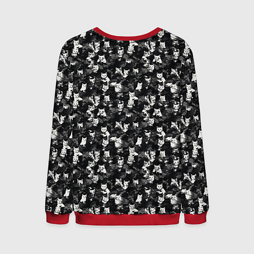 Мужской свитшот Камуфляж с котиками / 3D-Красный – фото 2