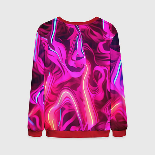 Мужской свитшот Pink neon abstract / 3D-Красный – фото 2