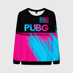 Свитшот мужской PUBG - neon gradient: символ сверху, цвет: 3D-черный