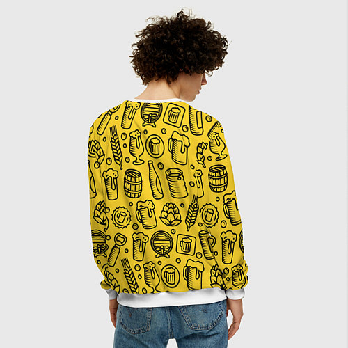 Мужской свитшот Пиво и аксессуары - жёлтый / 3D-Белый – фото 4