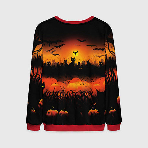 Мужской свитшот Кошки хэллоуина / 3D-Красный – фото 2