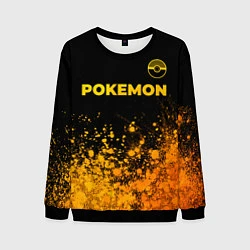 Свитшот мужской Pokemon - gold gradient: символ сверху, цвет: 3D-черный