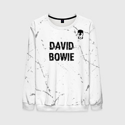 Свитшот мужской David Bowie glitch на светлом фоне: символ сверху, цвет: 3D-белый