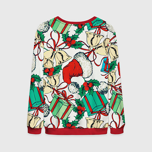 Мужской свитшот Узор с новогодними падарками / 3D-Красный – фото 2