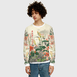Свитшот мужской Тигровые лилии - японский стиль, цвет: 3D-белый — фото 2