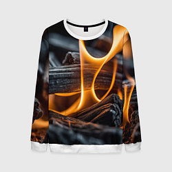 Свитшот мужской Дрова в костре - нейросеть, цвет: 3D-белый