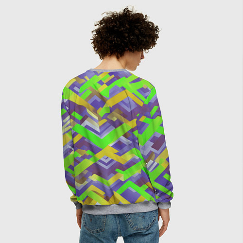 Мужской свитшот Зелёные ретро стрелки / 3D-Меланж – фото 4
