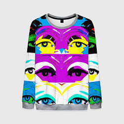 Свитшот мужской Eyes - pop art - neural network, цвет: 3D-меланж