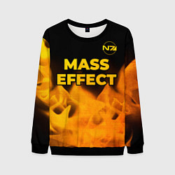 Свитшот мужской Mass Effect - gold gradient: символ сверху, цвет: 3D-черный