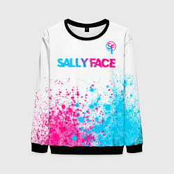 Свитшот мужской Sally Face neon gradient style: символ сверху, цвет: 3D-черный