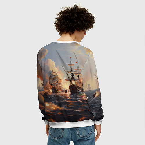 Мужской свитшот Морское сражение / 3D-Белый – фото 4