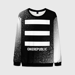 Свитшот мужской OneRepublic glitch на темном фоне, цвет: 3D-черный