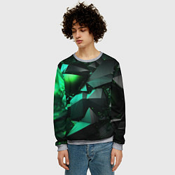 Свитшот мужской Зеленые абстрактные объекты, цвет: 3D-меланж — фото 2