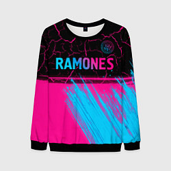 Свитшот мужской Ramones - neon gradient посередине, цвет: 3D-черный