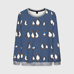 Свитшот мужской Забавное семейство пингвинов, цвет: 3D-меланж
