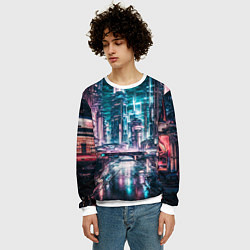 Свитшот мужской Город будущего узор, цвет: 3D-белый — фото 2