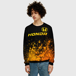 Свитшот мужской Honda - gold gradient посередине, цвет: 3D-черный — фото 2