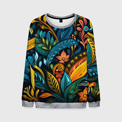 Свитшот мужской Растительный узор в бразильском стиле, цвет: 3D-меланж