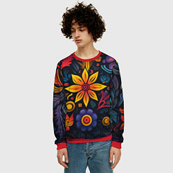 Свитшот мужской Растительный узор в латино-американском стиле, цвет: 3D-красный — фото 2