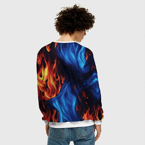 Мужской свитшот Огонь и вода как две стихии / 3D-Белый – фото 4
