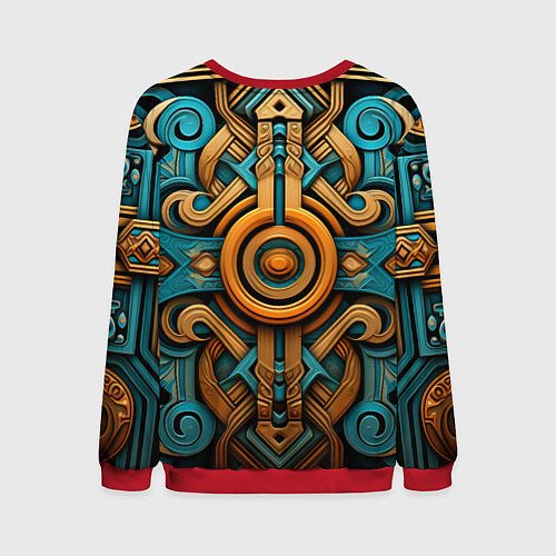Мужской свитшот Орнамент в норвежском стиле / 3D-Красный – фото 2