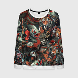 Свитшот мужской Татуировка ирезуми в японском стиле, цвет: 3D-белый