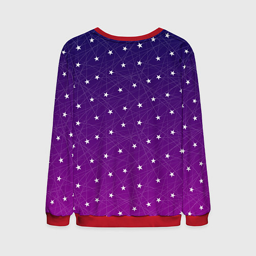 Мужской свитшот Звёзды на сиреневом / 3D-Красный – фото 2