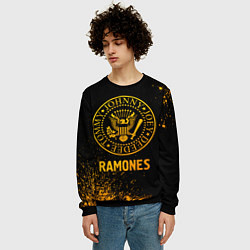 Свитшот мужской Ramones - gold gradient, цвет: 3D-черный — фото 2
