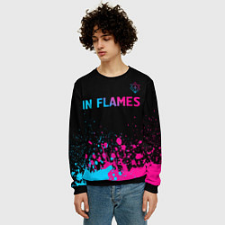Свитшот мужской In Flames - neon gradient посередине, цвет: 3D-черный — фото 2