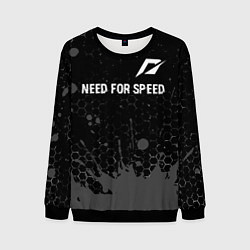 Свитшот мужской Need for Speed glitch на темном фоне посередине, цвет: 3D-черный
