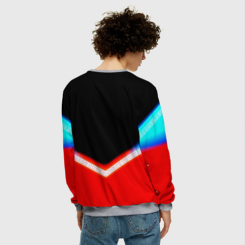 Мужской свитшот Охотник х Охотник неоновые иероглифы / 3D-Меланж – фото 4